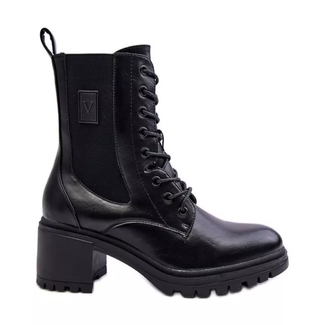 Vinceza Women's Leather High Heel Boots Black Esnar