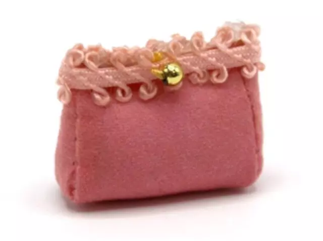 Dolls House Ladies Handbag Modern Pink Silk Clutch Bedroom Shop Store Accessory