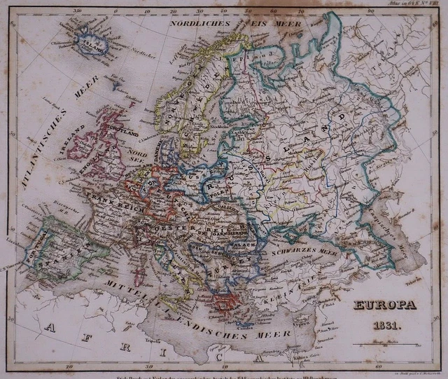 Dated 1831 Universal Atlas Map ~ EUROPA / EUROPE ~(10x12)-#1248