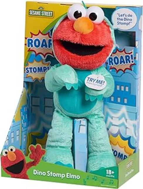 SESAME STREET Dino Stomp Elmo 13-Inch Plush Stuffed Animal Sings and Dances