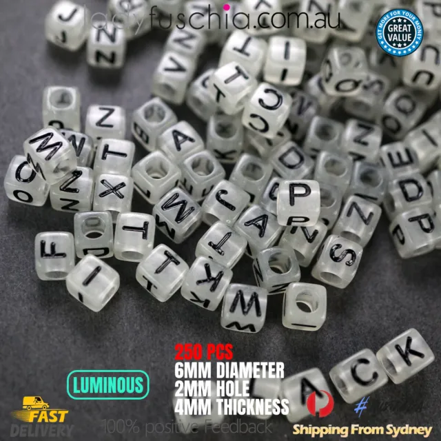 FREE SHIPPING ** 250 x Alphabet Letter Cube 6mm Beads, Vowels Only A E I O  U