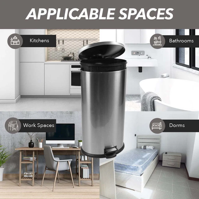 BETTER HOMES & Gardens 7.9 Gallon Trash Can Stainless Steel Oval