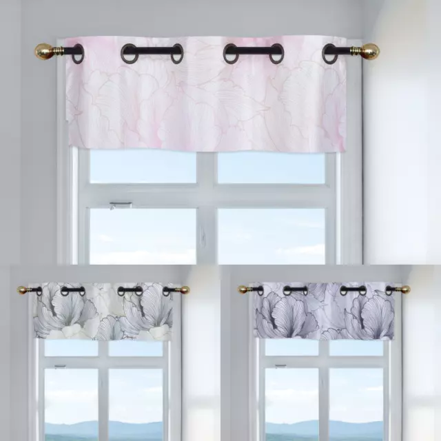 2Pc Small Valance Floral Grommet Lined Backing Window Curtain Panel Privacy 18"