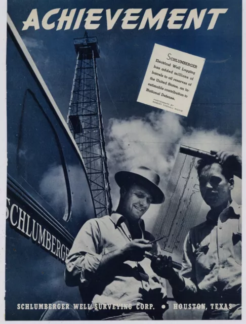 1941 Schlumberger Oil Well Surveying Co. Ad: "Achievement" - National Defense