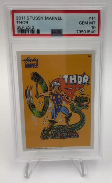 2011 STUSSY MARVEL MCU Series 1 Card #14 THOR grade RARE PSA 10 GEM MINT