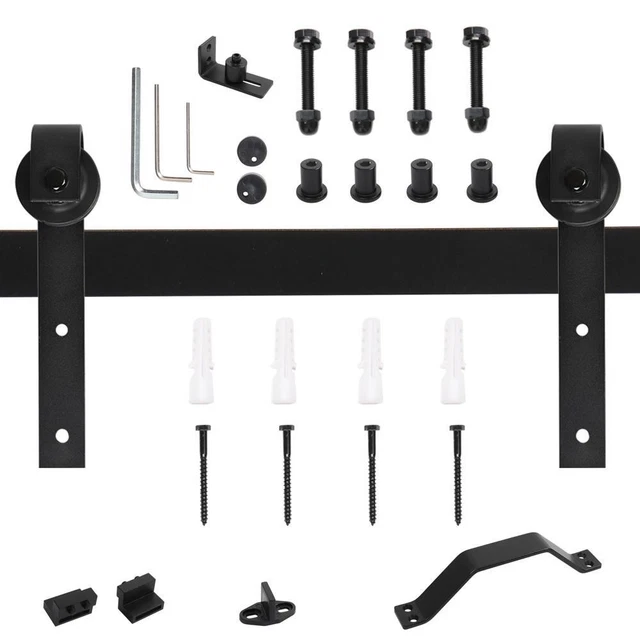 5.5 ft Sliding Barn Door T Type Hardware 5 Tracks Set with Handle & Roller