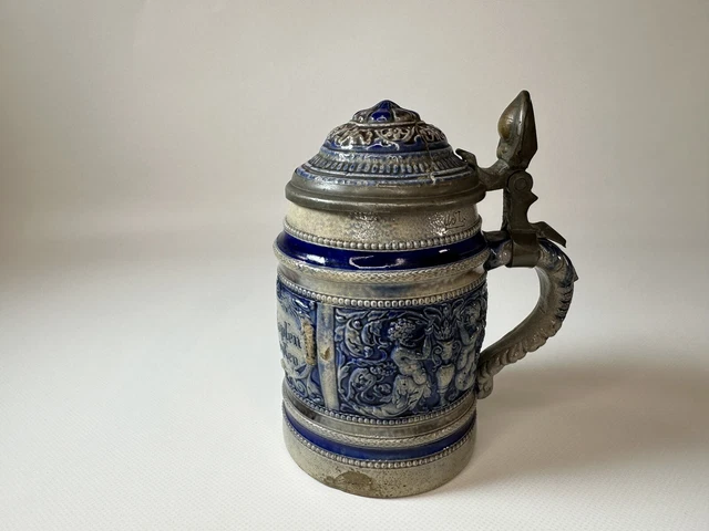 Set 4 Boccali Da Birra Grenzau - In Gres, Capacità 0,5 Litri, Design Cilindrico Semplice