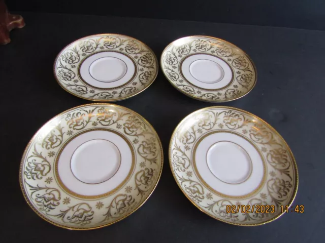 4- Saucers-Rosenthal-Selb-Germany-Helena Pattern-Gold Encrusted!