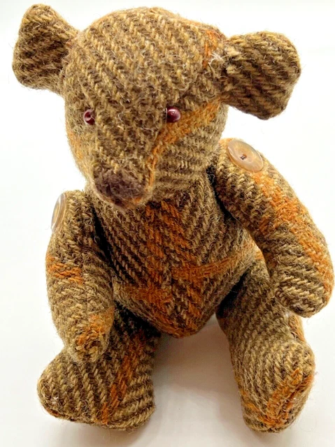VINTAGE WOOL TWEED Teddy Bear Button Jointed Small 7
