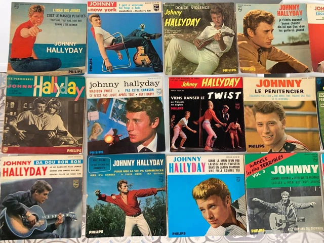 Lot de 28 Disques vinyles 45T Johnny Hallyday