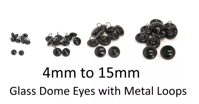 GLASS DOME Eyes with Metal Loops - Teddy Bear Making Doll Animal Craft Soft Toys