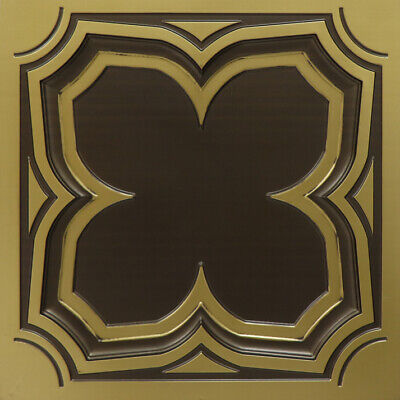 3D Tin Look D1287 Antique Brass PVC Drop In Ceiling Tiles 2x2 Lot of 25 Pcs