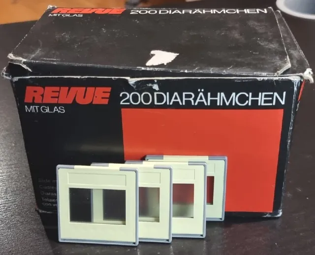 Revue 24x36 Slide Mounts WITH GLASS VINTAGE APPEAR UNUSED BOX OPENED Set of 200