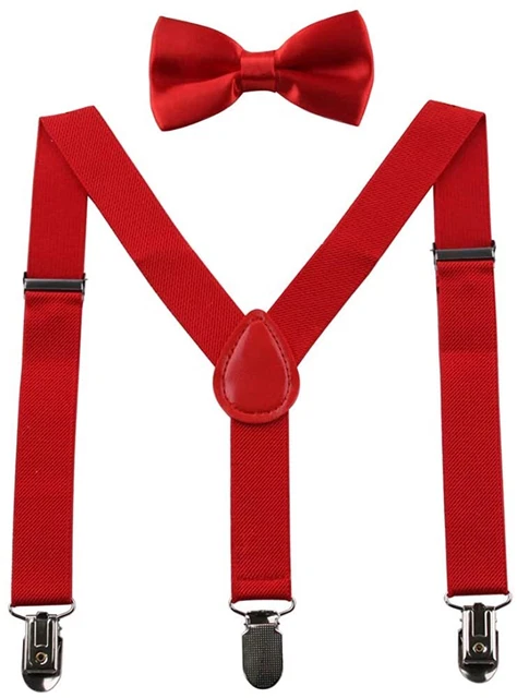 GUCHOL Child Kids Suspenders Bow Tie  boy/girl, Red, Pz1y 26 INCH (1 - 5 Year)
