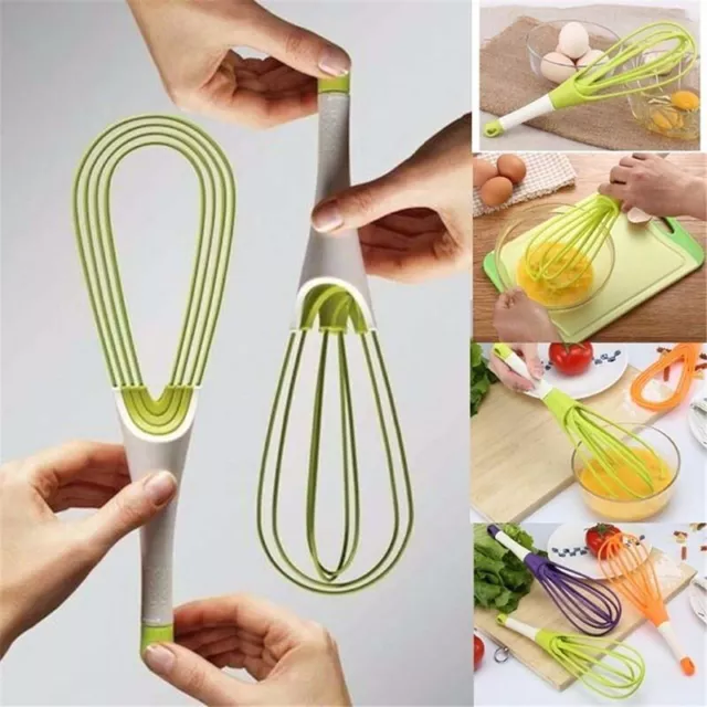 Rotary Manual Egg Beater Blender Kitchen Whisk Bake Tool Agitator Silicone'YH