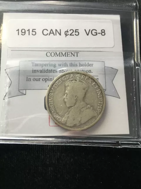 1915  Coin Mart Graded Canadian, 25 Cent, **VG-8**