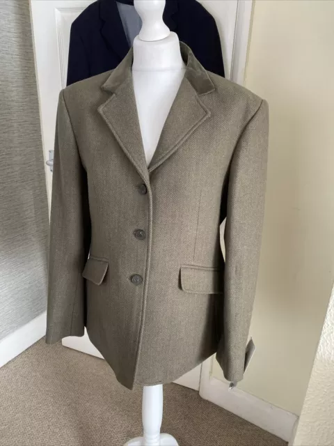 Bnwt Shires Malvern Soft Green Pure Wool Tweed Hacking Jacket 40”(16)