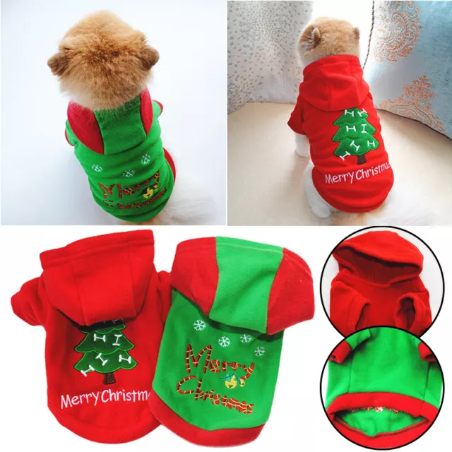 Natale Babbo Animale Domestico Cosplay Vestiti Inverno Cappotto Cane Gatto Pup ♪