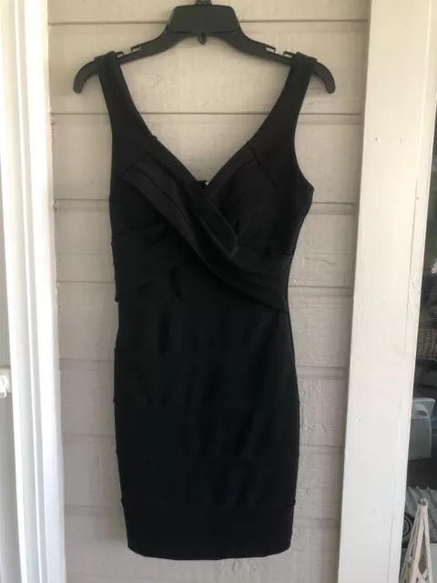 HONEY AND ROSIE Black COCKTAIL PARTY EVENING DRESS Size S Sleeveless V-NECK