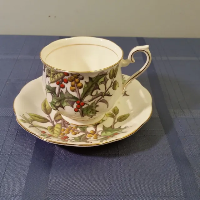 Royal Albert Bone China Flower of the Month Series "Holly" Cup & Saucer England