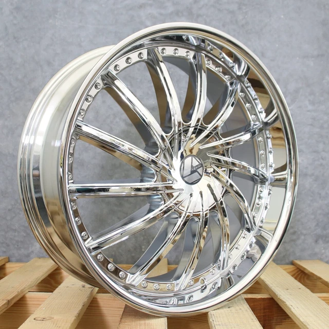 AZARA AZA-517 Chrome 22x8.5 +38 5X114.3 5x120 Wheels Set of Rims
