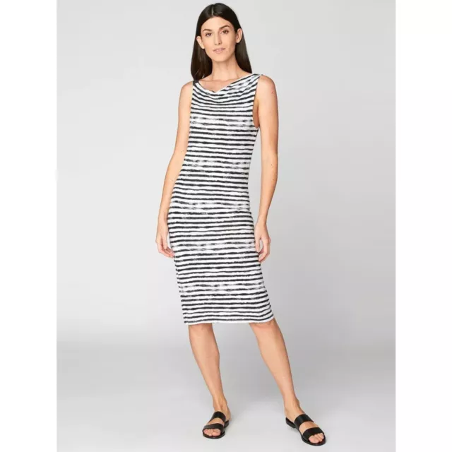 THREADS 4 THOUGHT Ink Stripe Soft Modal Cowl Neck Sleeveless Midi Dress Large