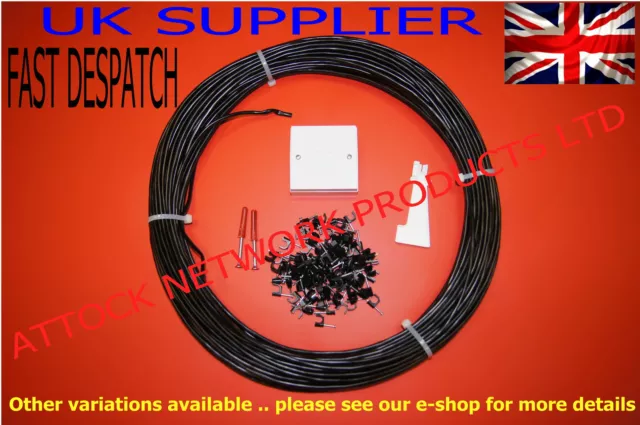 2 PAIR 100MTR External Black Telephone cable, BROADBAND / DSL Extension Kit 2