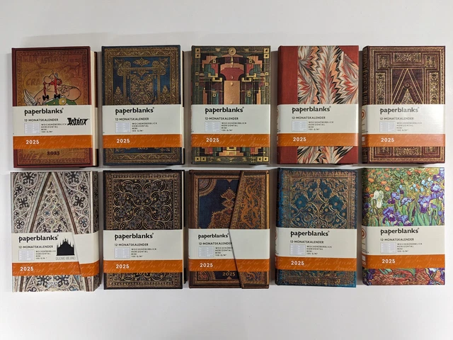 PAPERBLANKS 2025 KALENDER 12 Monate MINI Horizontal Designs zur Auswahl
