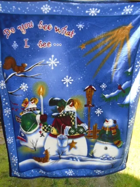 Snowman Family Fleece Throw "Do You See What I See" 52X64