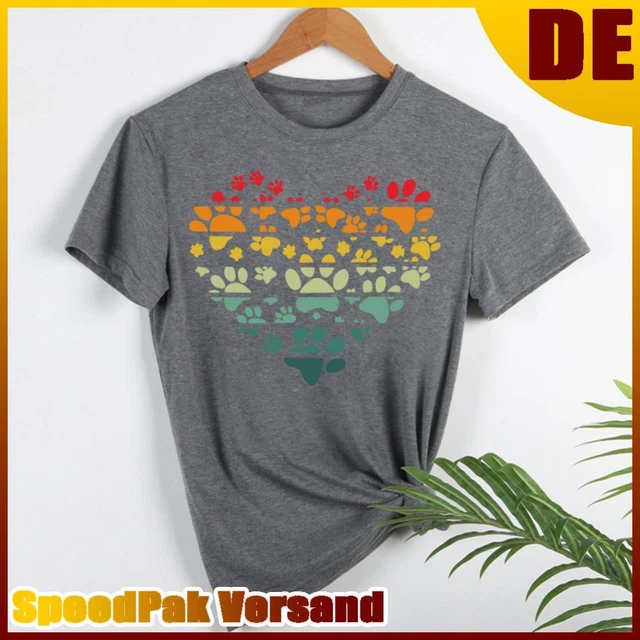 ❥ T-shirt cuore zampe di cane - grigio scuro-XXL