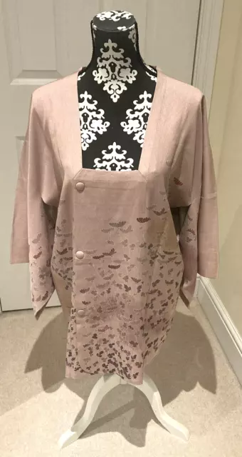 Cappotto/Giacca Kimono Michiyuke Vintage Giapponese Rosa Scussa ""Fiori e Nuvole"" 10-12