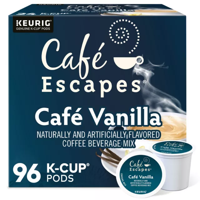 Cafe Escapes Cafe Vanilla, Keurig K-Cup Pod, 96 Count