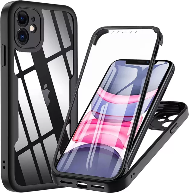 Clear 360 Full body Case For iPhone 15 14 13 12 11 Pro Max XR XS Max 7 8 Plus SE