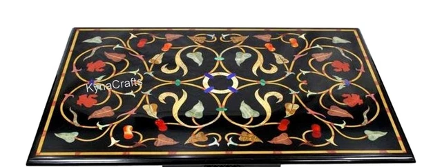 30x60 Inches Marble Dining Table Top Antique Design Inlay Work Conference Table