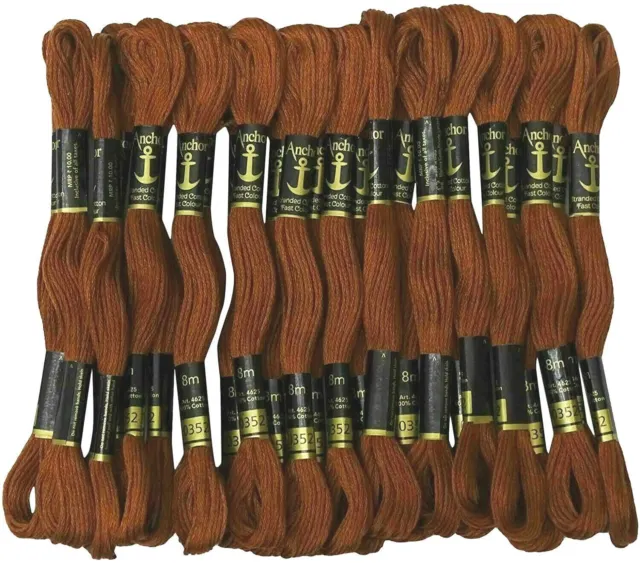 (Brown) 25 Anchor Cotton Cross Stitch Thread Floss Skeins Embroidery Threads