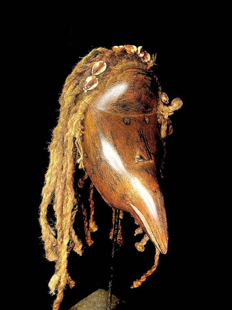 African Tribal Face Mask Wood Hand Carved Vintage Wall Hanging Dan Mask-6616