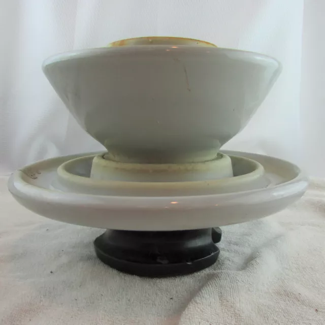 Vintage 2 Tier White Ceramic Porcelain High Voltage Insulator 10" Diameter AE
