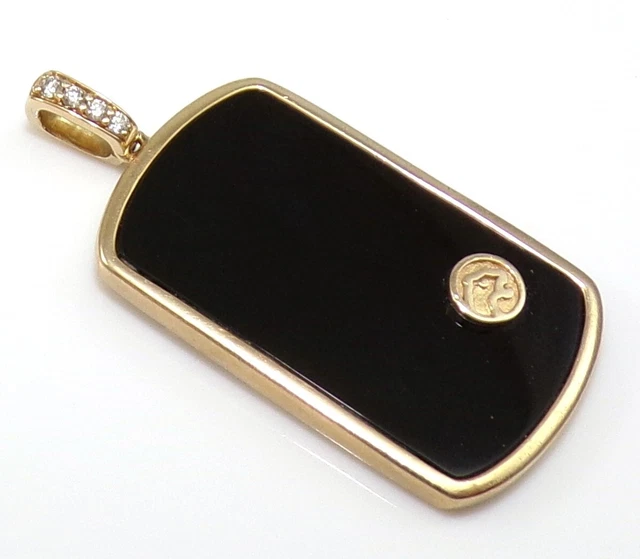 EFFY Logo 14K Yellow Gold Diamond & Black Onyx Dog Tag Pendant LMA2 EFFY Logo 14K Yellow Gold Diamond & Black Onyx Dog Tag Pendant LMA2