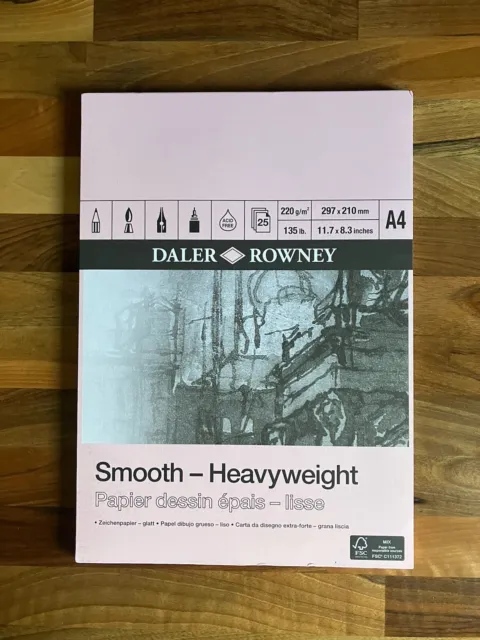 Daler-Rowney Smooth Heavyweight Paper Pad A4 220gsm Drawing Sketching