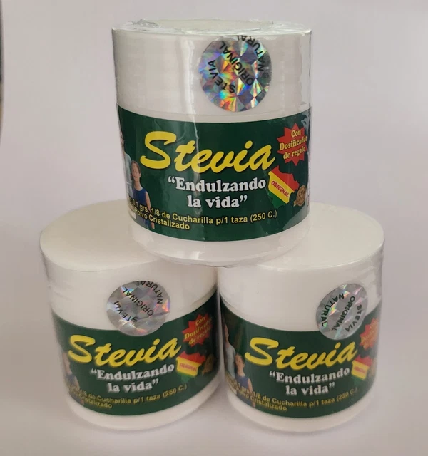 3 x 100% polvere di stevia originale 70 g, l'originale dalla Bolivia!