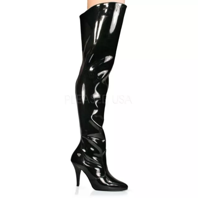 PLEASER VANITY-3010 Stiefel Overknee Schwarz Lack Tabledance Poledance Gogo Hot