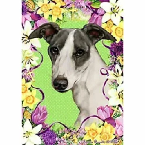 Easter Garden Flag - Blue and White Whippet 334401