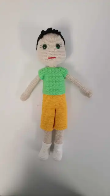 Handmade  Amigurumi Wool Adorable Baby Boy, Stuffed Toy Knit Crochet Boy Doll,