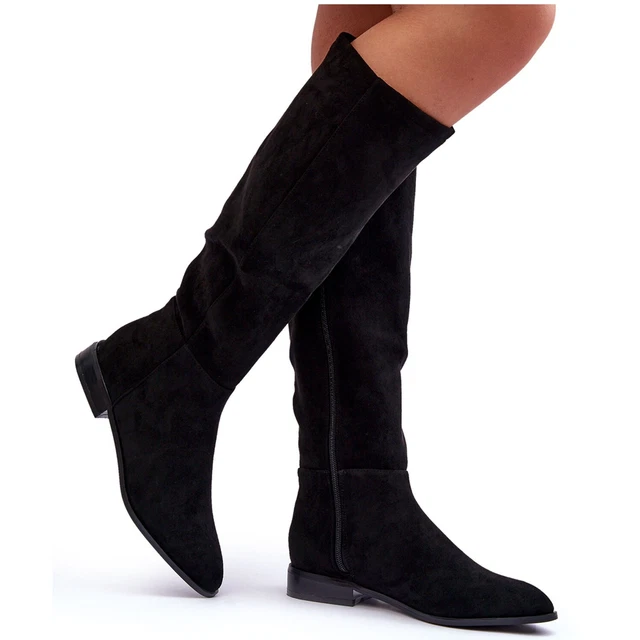 Sergio Leone Bottines à Talons Plats en Daim Noir Eelin le noir