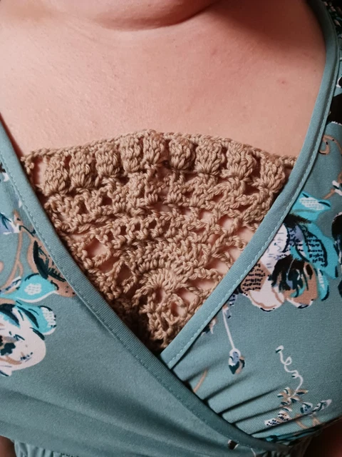 Camel Handmade Lace Crochet Cleavage Cover US Only Size: Large-XL