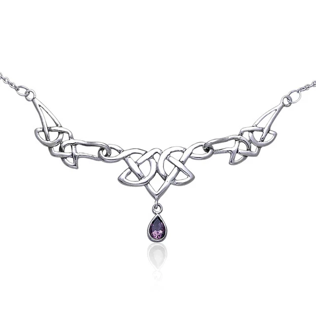 Celtic Knotwork .925 Sterling Silver Necklace Choice Drop Gem Peter Stone Fine