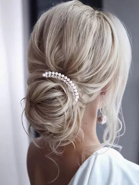 Wedding Bridal Hair Accessories Comb Piece Pin Crystal Pearls Gold UK Seller