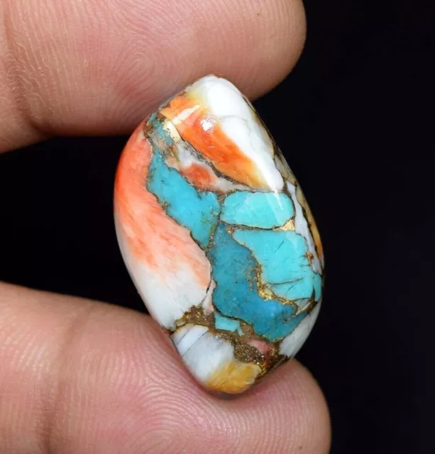 27.70 Cts. Natural Mohave Spiny Oyster Copper Turquoise Cabochon Loose Gemstone