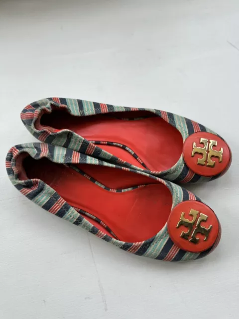 Women’s Tory Burch Multi Stripe Ballet Shoe Size 9