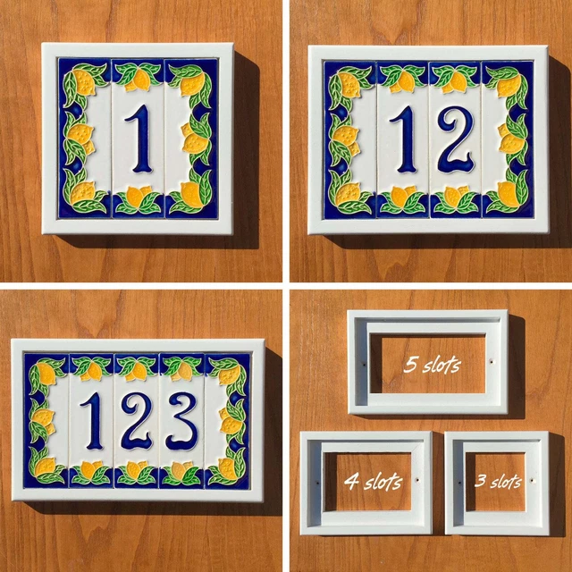 Authentic 10 x 3.4 cm Italian Handmade Lemon Ceramic Number & Letter Tiles 5